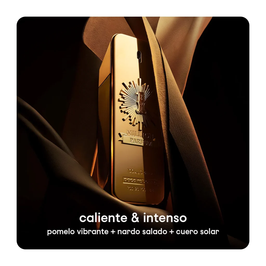 Perfume one million parfum cubierto sobre lienzo dorado