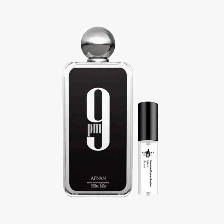 Decant Afnan 9pm Eau de Parfum EDP 100% original, el clon seductor de Ultra Male de Jean Paul Gaultier, junto a su frasco | El Rey de los Perfumes