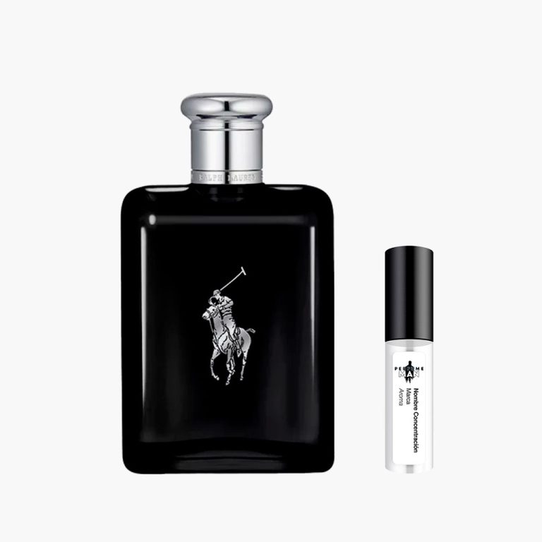 Decant Ralph Lauren Polo Black EDT 100% original, el perfume de mango helado, sándalo y pachulí para hombre, junto al frasco negro | El Rey de los Perfumes