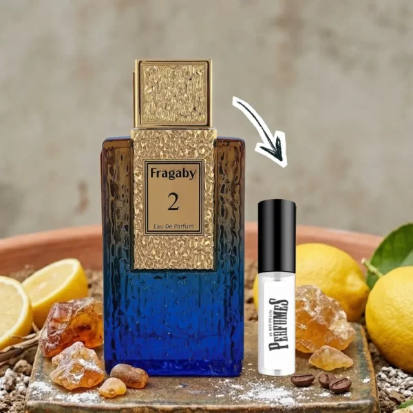 perfume fragaby 2 junto a decant de el rey de los perfumes